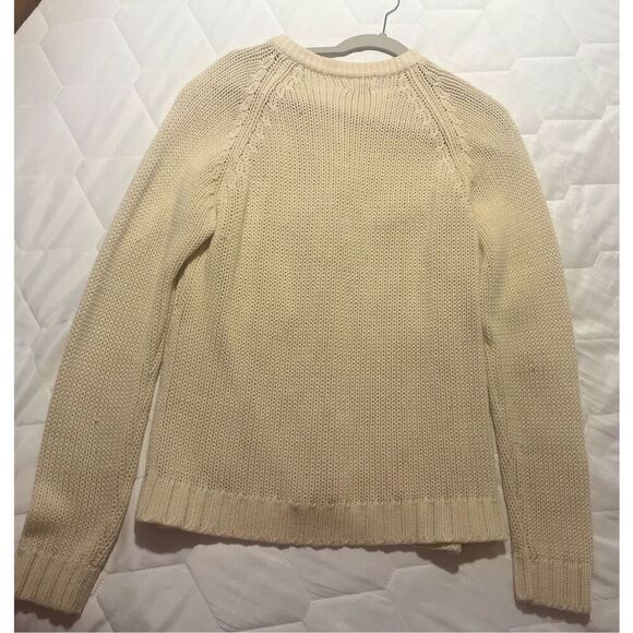 Virgin Acrylic Fiber sweater made in Korea crochet buttons size medium cream - Picture 10 of 11